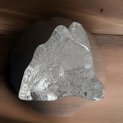 Glass Ice Glacier Shaped Paperweight with Two  Buck Deer Etched ,Clear Decor