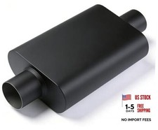 Universal 2.5id Dual Chamber Exhaust Muffler 17 Overall 2.5 Inch Black Universal 2.5id Dual Chamber Exhaust Muffler 17 Overall 2.5 Inch Black