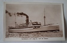 Ellerman's City Line -City Of Venice  - Sunk by U-boat - Old Ship Postcard