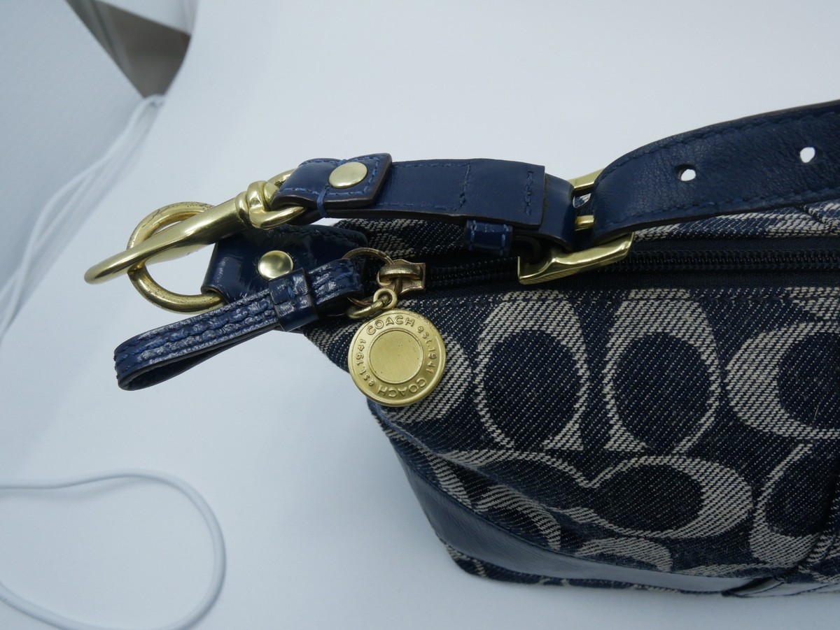Coach C Signature Denim Demi Mini Baguette Purse Bag Anniversary