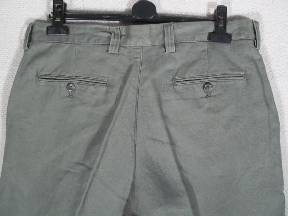 Izod Saltwater Chino Men Shorts Size 34 Linen Cotton Olive Green Flat Front - Image 3 of 4