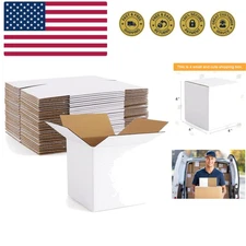 4x4x4" Cardboard Box Mailers 25 Pack White Cube Corrugated Small Shipping Box...