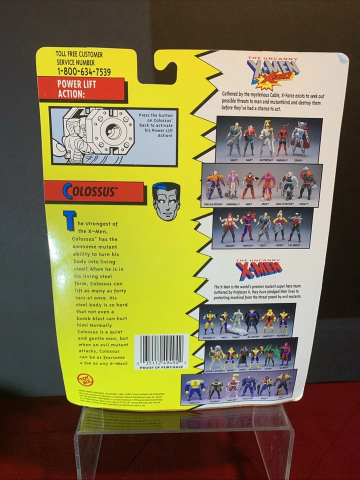 Figura de acción Colossus X-Men ToyBiz 1993 Power Lift con tarjeta Wolverine Foto 3 de 4