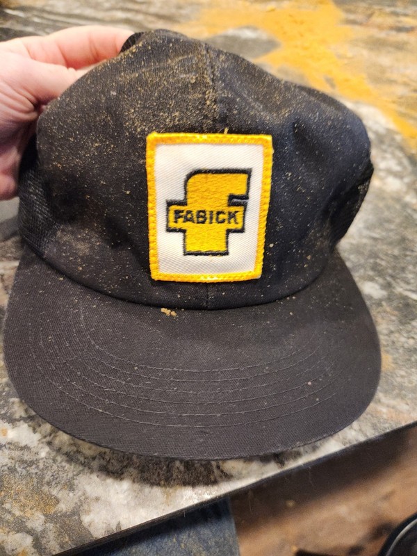 NOS VTG Fabick Caterpillar "Big F" K-Products Patch Hat Trucker Cap Snapback USA