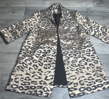Chicos Women's Gold Leopard Print Jacquard Open Front Topper Jacket Sz 1P 8-10