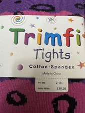 1 Pair girls tights size medium 7-10 by trim fit cotton spandex hose socks