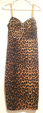 Fashion Nova Leopard Dress Gold Chain Straps Cheetah Animal Print Midi Size L