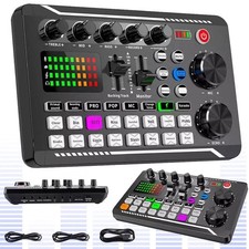 Live Sound Card and Audio Interface with DJ Mixer Effects and Voice Changer F988
