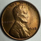 1938 - Uncirculated Lincoln Wheat Cent - Exact Coin Imaged #LWC1430