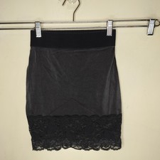 Vintage Vanity Fair Black Satin Half Slip Shaper M Medium Lace Hem 40-194