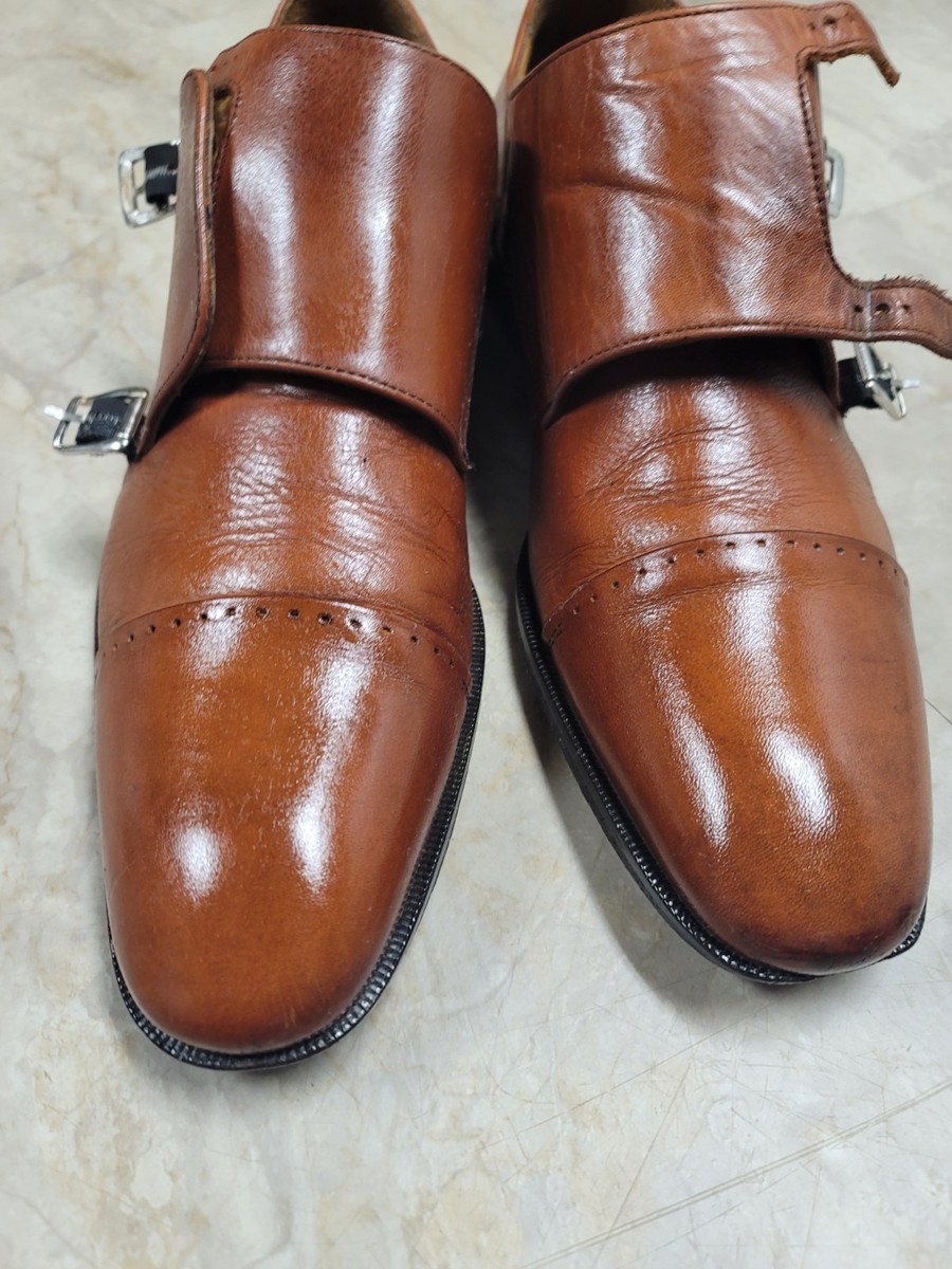Men\'s Paolo Sartori Brown Leather Double Monk Buckle Oxford Made in Italy 11 NWT Men main image 3