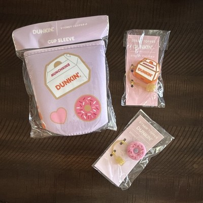 NWT Dunkin' x Stoney Clover Lane Cup Sleeve - Lavender + 2 Straw Toppers