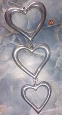 Metal triple heart Silver Hanging Hearts Wall Decorations interior or exterior