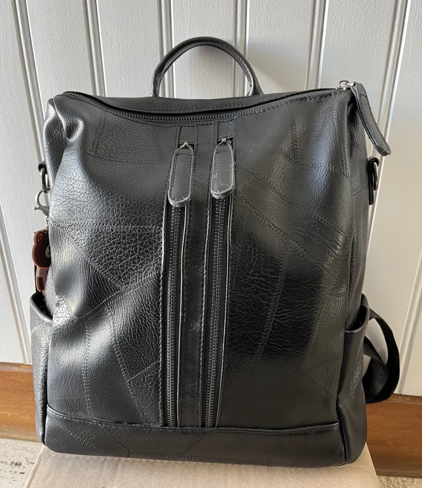 Sac à dos homme / femme, couleur noire, occasion très bon état, fermeture éclair - Photo 1/2