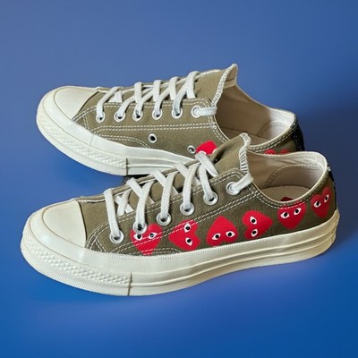 CONVERSE Comme des Garçons PLAY Chuck Taylor All Star Hearts Low Top Green Sz 7