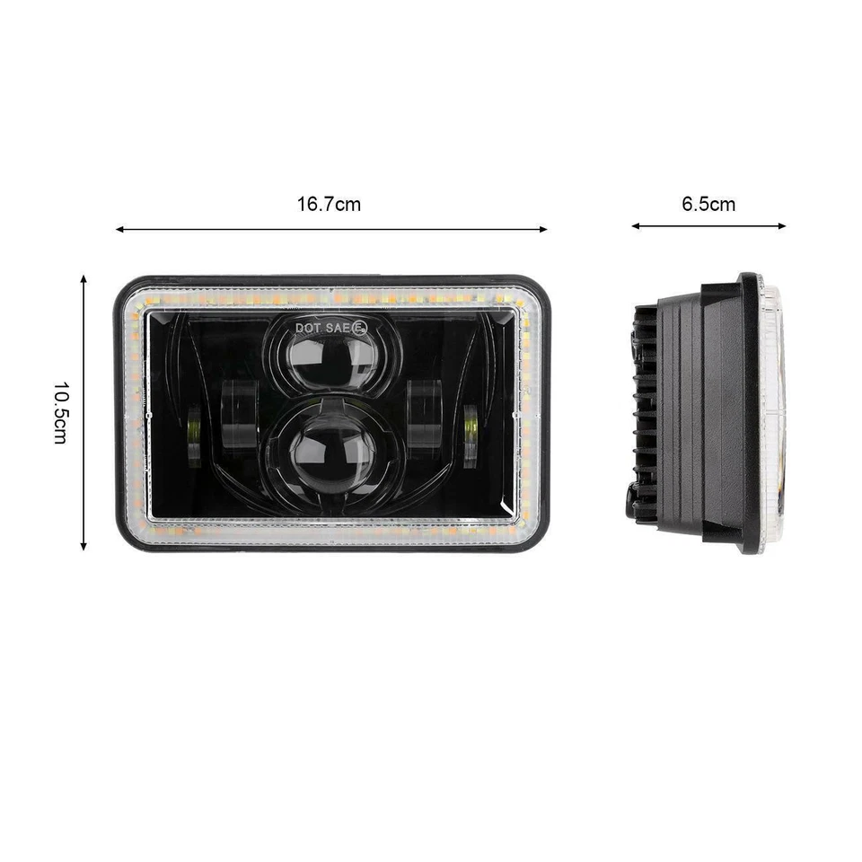 4pcs 4x6" Led Headlights DRL Hi/Lo H4651 H4652 For 1980-1988 Oldsmobile Cutlass - Image 3 of 4