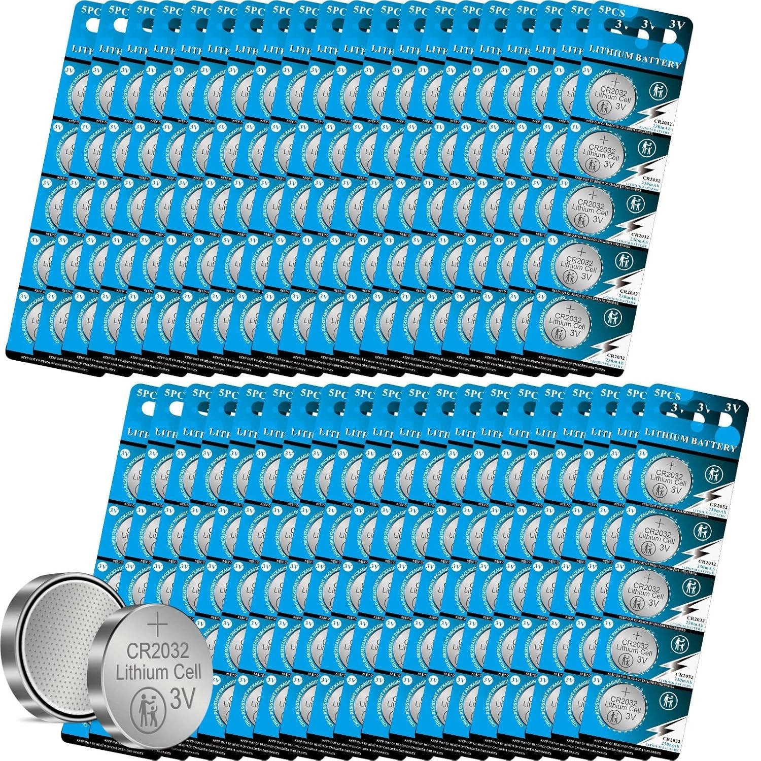 High Performance 3V Button Cell Battery 200 Pack