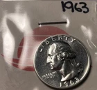 1963 D Washington Quarter 90% Silver BU US Coin