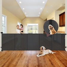 41" Tall x 120" Wide Retractable Baby Gate, Black, Extra Wide Baby Safety Gate