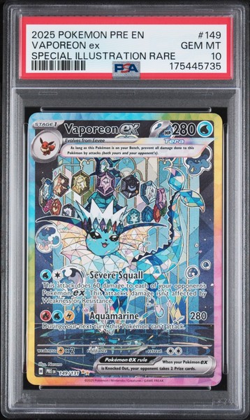 2025 POKEMON PRE EN-PRISMATIC EVOLUTIONS #149 VAPOREON EX PSA 10