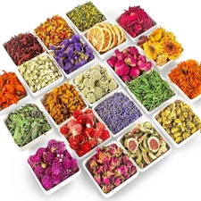 [Latest] 21 Pack Dried Flowers for Candle Making, 100% Natural Dried Herbs Ki