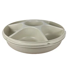 Tupperware Veggie Chips And Dip Plastic Divided Bowl Server With Cover Vintage