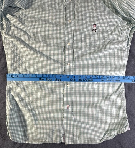 Camicia uomo Psycho Bunny verde a quadri cotone con bottoni casual manica lunga media - Foto 8 di 12