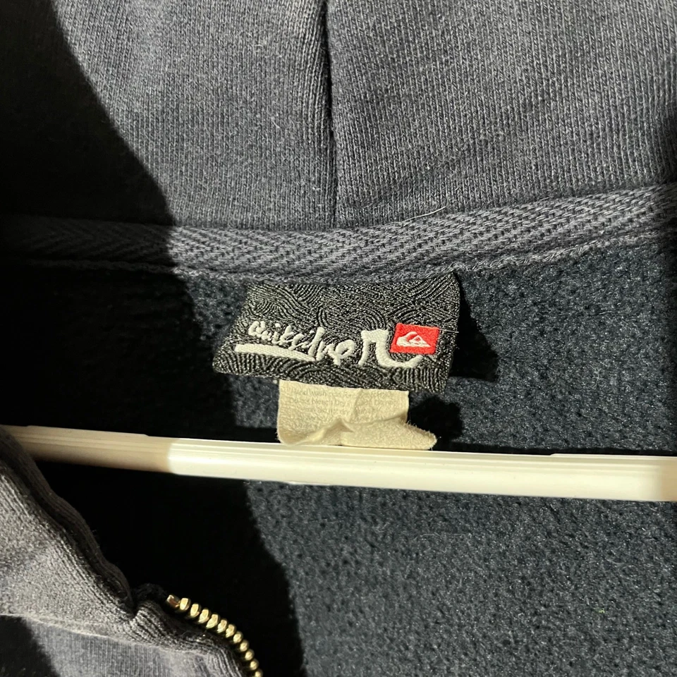 Sudadera con Capucha Quiksilver Para Hombres Cremallera Negra Logo Surf Skate Informal Foto 3 de 4