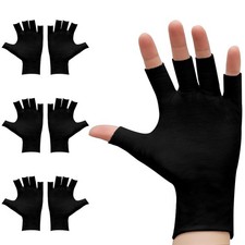 3Pairs Fingerless Cotton Gloves, Black Moisturizing 