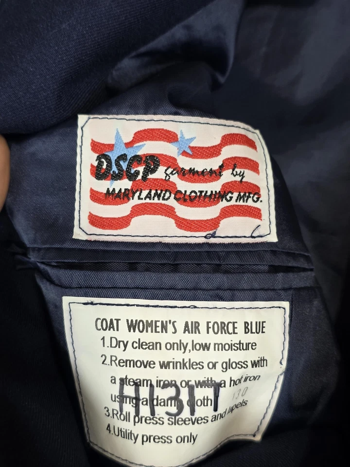 Vintage US Air Force Dress Coat Womens 10 Medium Long Blue Poly Wool Serge AF - Image 3 of 4