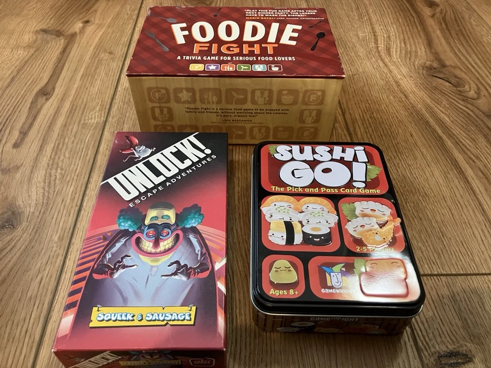 3 Games: FOODIE FIGHT TRIVIA CARD GAME--SEALED NEW + Sushi Go + Unlock! - Image 3 of 3