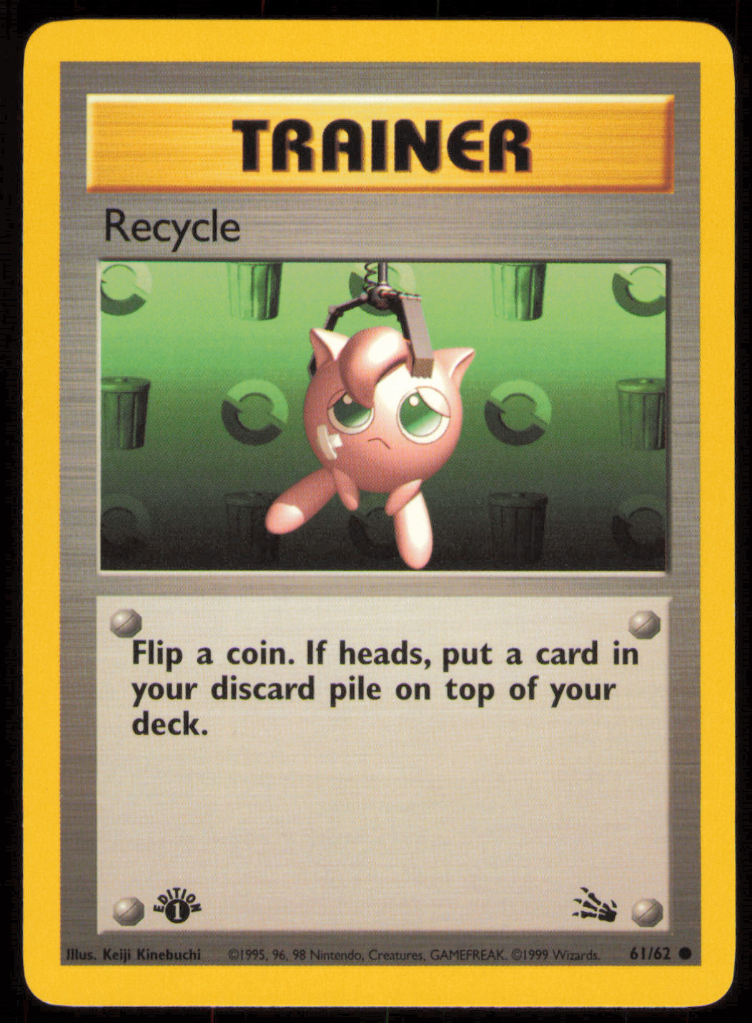Trainer Recycle 61/62 FOSSIL 1st Edition 1999 Pokemon Card  NM