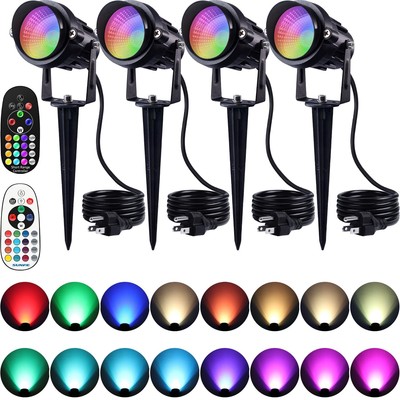 Christmas Spotlights Outdoor Spotlight 12W RGB Color Changing Landscape Light...