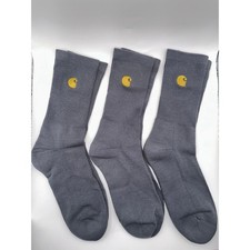 CARHARTT 3 PAIRS WIP CHASE CREW SOCKS IN JUNIPER AND HEATHER GRAY ONE SIZE