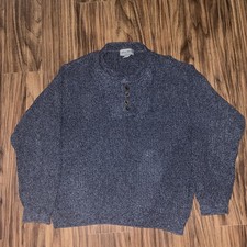 Vintage 90s Eddie Bauer Made in USA Chunky Henley Knit Sweater L