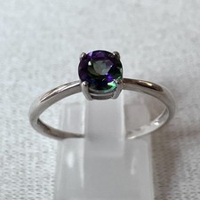 Sterling Silver Mystic Topaz Solitaire Ring – Size U 1/2