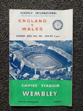 England v Wales programme. Schools' International 29 April 1961 Wembley Stadium