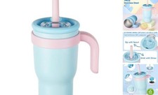 14oz Toddler Sippy Cup Vacuum Insulated Stainless Steel Kids Cup Light Blue