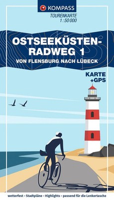KOMPASS Fahrrad-Tourenkarte Ostseeküstenradweg 1, von Flensburg nach Lübeck...