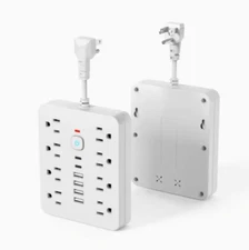 14-in-1 White Power Strip- Surge Protector,USB-C,USB Outlets,AC Sockets