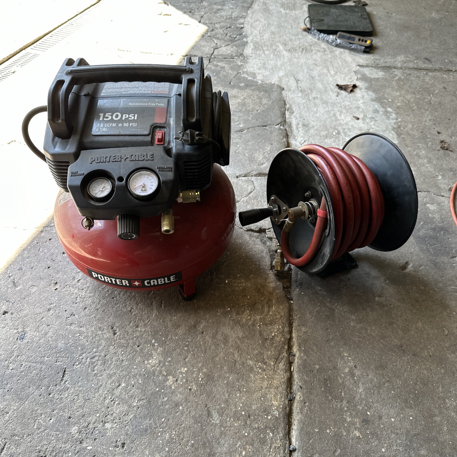 Porter Cable 150psi 6gal Pancake Air Compressor With Hose | eBay