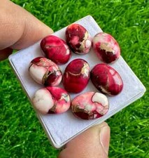 5Pcs Natural Red Copper Buffalo Turquoise 10x14MM Oval Cabochons Loose Gemstone