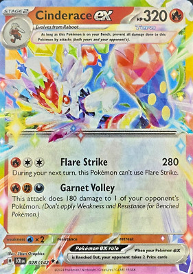 Cinderace ex 028/142 - S&V: Stellar Crown Double Rare - Pokémon TCG (NM