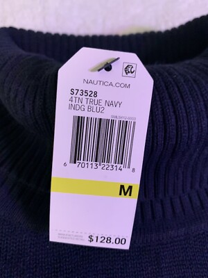 Nautica Womens Indigo Blue Anchor Turtleneck Sweater Size Medium