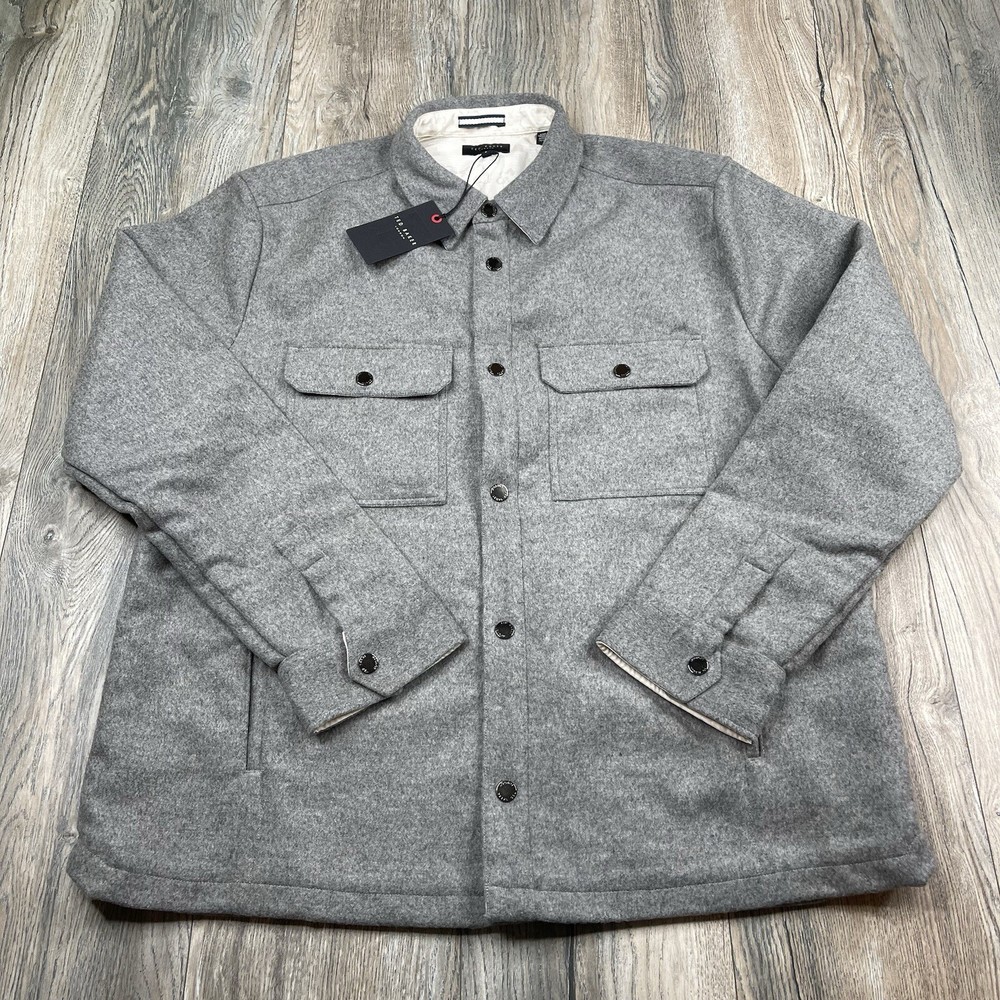 Ted Baker London Anderby Gray Wool Shacket for Men Size 5 New