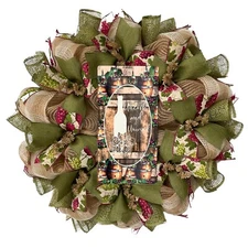 Uncork And Unwind Handmade Deco Mesh Burlap Wine Wreath