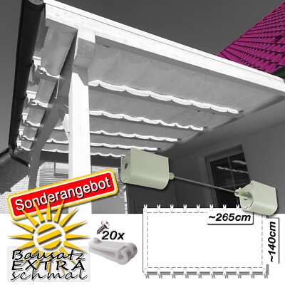Seilspannmarkise creme ca 265 x 140cm Pergola Komplett Peddy Shield extra schmal