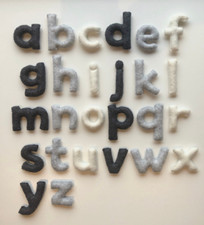 Grey Cream lowercase felt alphabet
