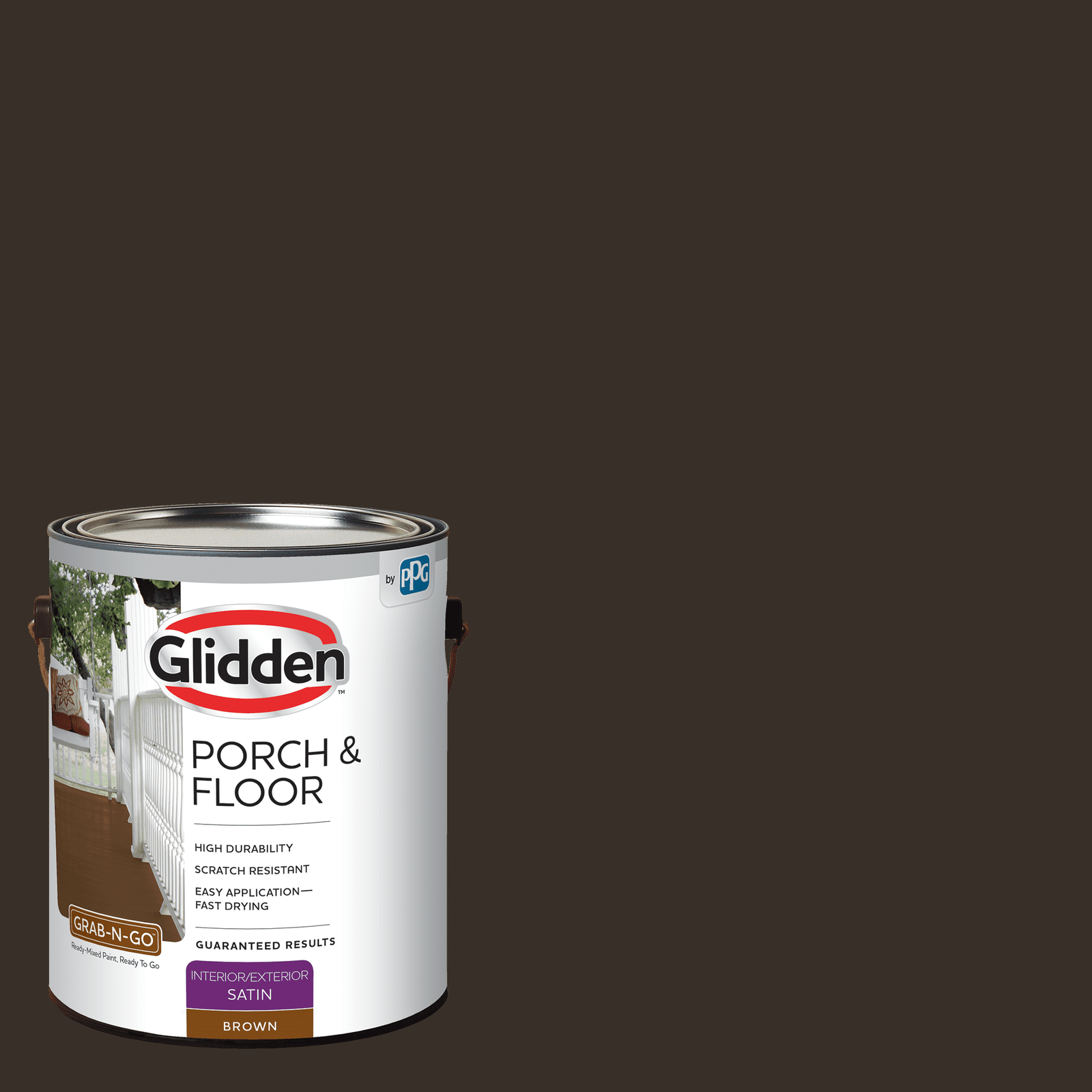 1 Gal Interior / Exterior Paint Brown Satin Porch Floor Durable