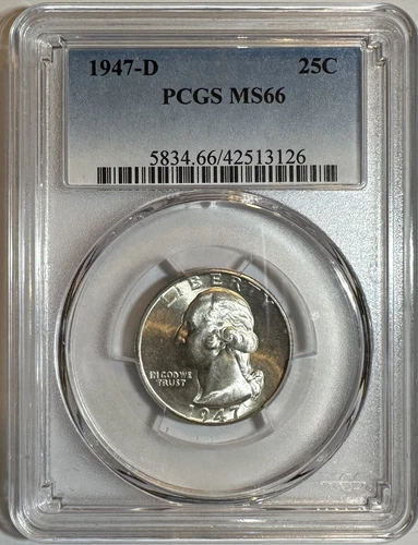 1947 D Washington Quarter Dollar .25c PCGS MS66
